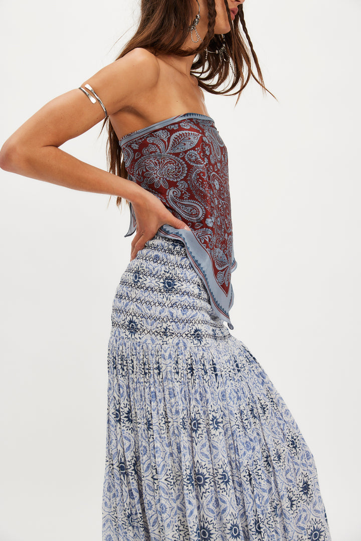Free People Women's FP One Ravenna Printed Convertible Maxi Skirt - Bluebird Combo - Sun Diego Boardshop