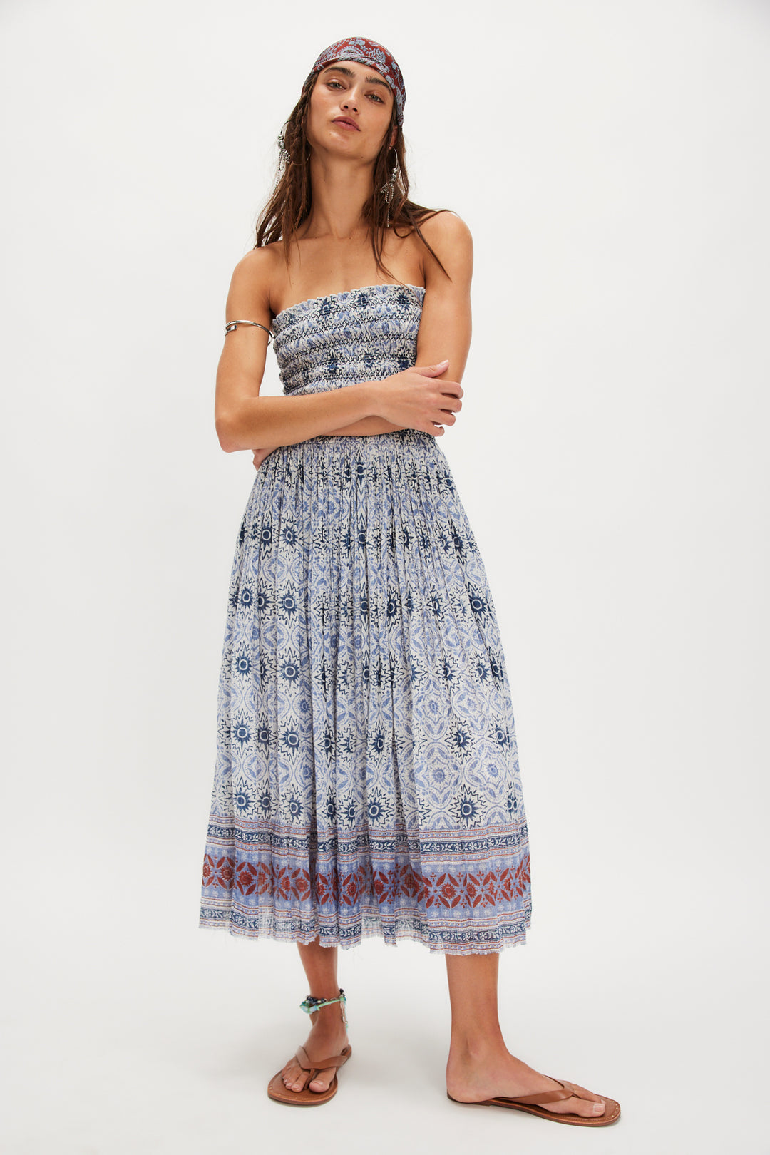 Free People Women's FP One Ravenna Printed Convertible Maxi Skirt - Bluebird Combo - Sun Diego Boardshop
