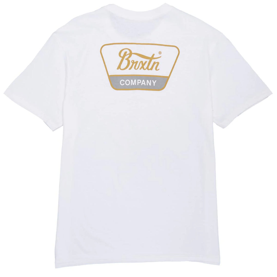 Brixton LINWOOD S/S STANDARD TEE - WHITE/BRASS/SMOKE - Sun Diego Boardshop