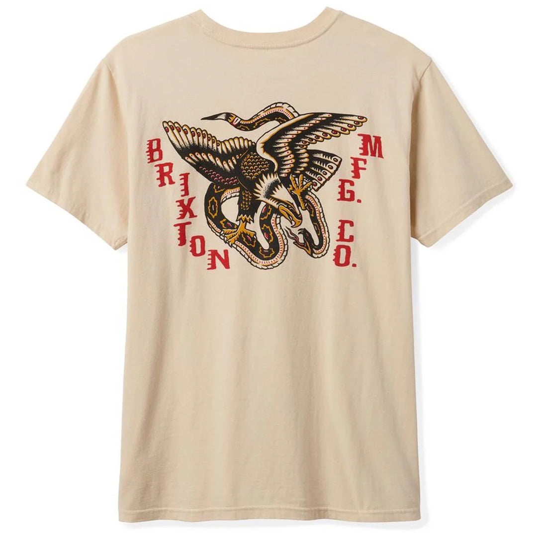 Brixton Men's Battle Logo Short Sleeve Graphic T-Shirt - CREAM CLASSIC WASH - Sun Diego Boardshop