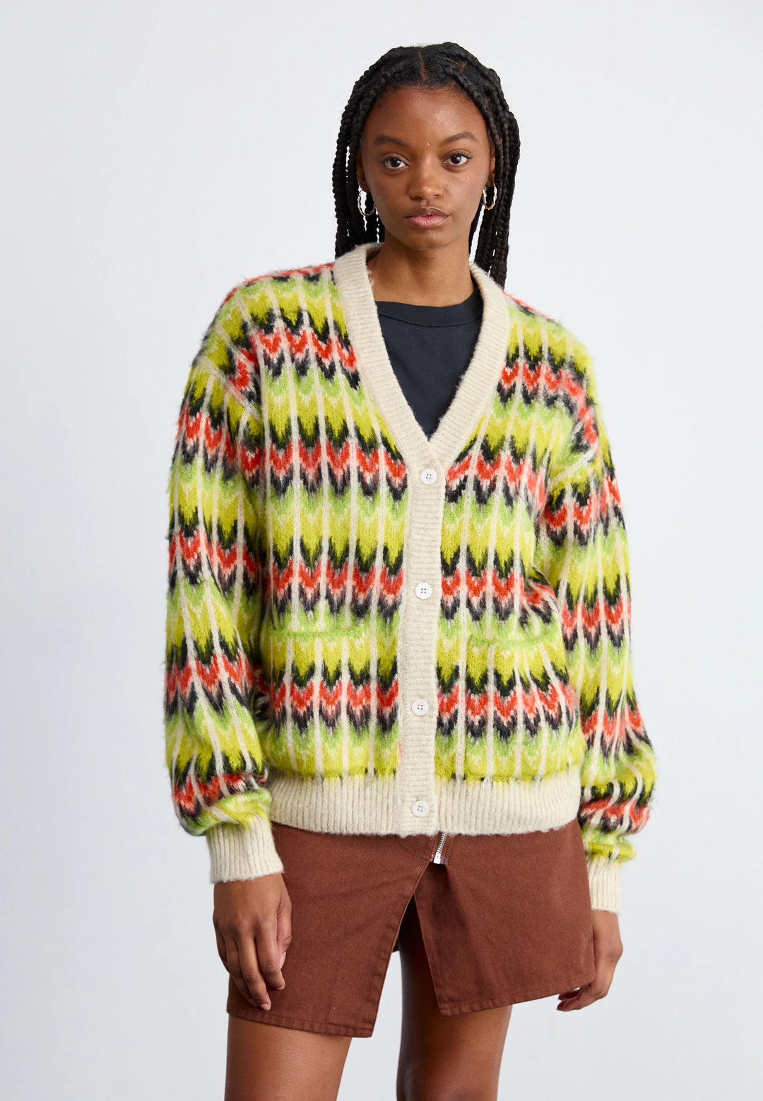 Obey Granny Cardigan LIME MULTI Sun Diego Boardshop