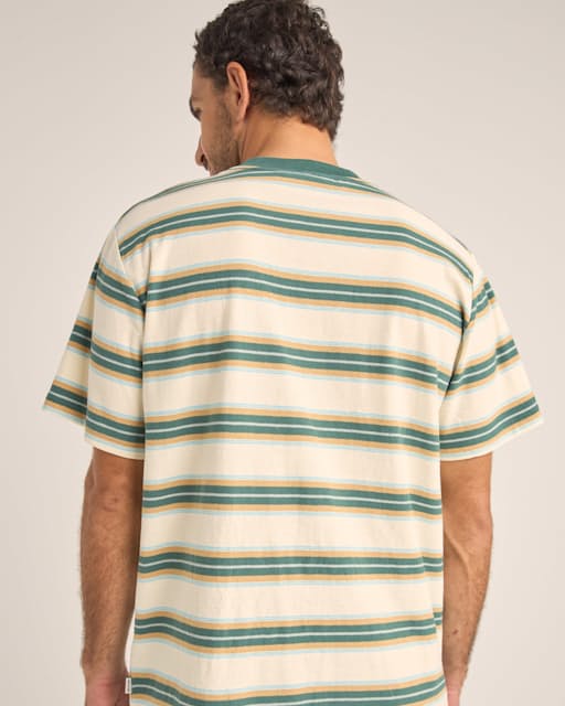 Rhythm Everyday Stripe Short Sleeve T-Shirt - Vintage Green - Sun Diego Boardshop