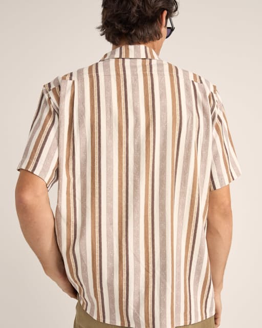 Rhythm Paisley Stripe Short Sleeve Shirt - Cedar