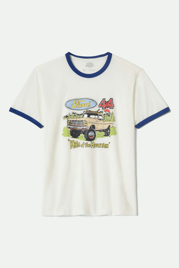 Brixton Ford King Of The Mountains Ringer T-Shirt - Wimbledon White