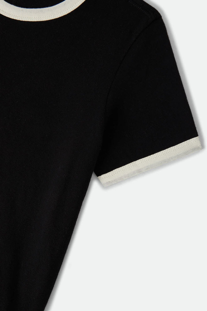 Brixton Women's Carefree Organic Garment Dye Ringer T-Shirt - Black/Off White - Sun Diego Boardshop
