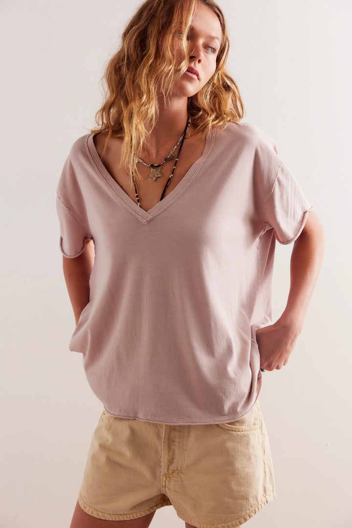 Free People Women's Nina V-Neck Tee - Cashmere - Sun Diego Boardshop