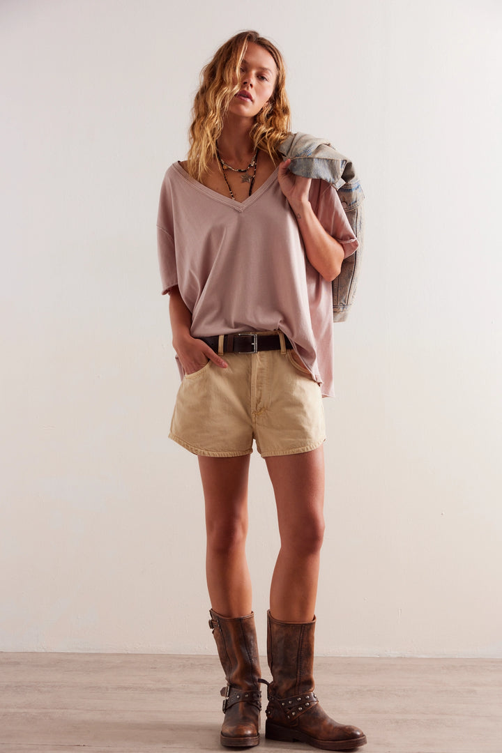 Free People Women's Nina V-Neck Tee - Cashmere - Sun Diego Boardshop