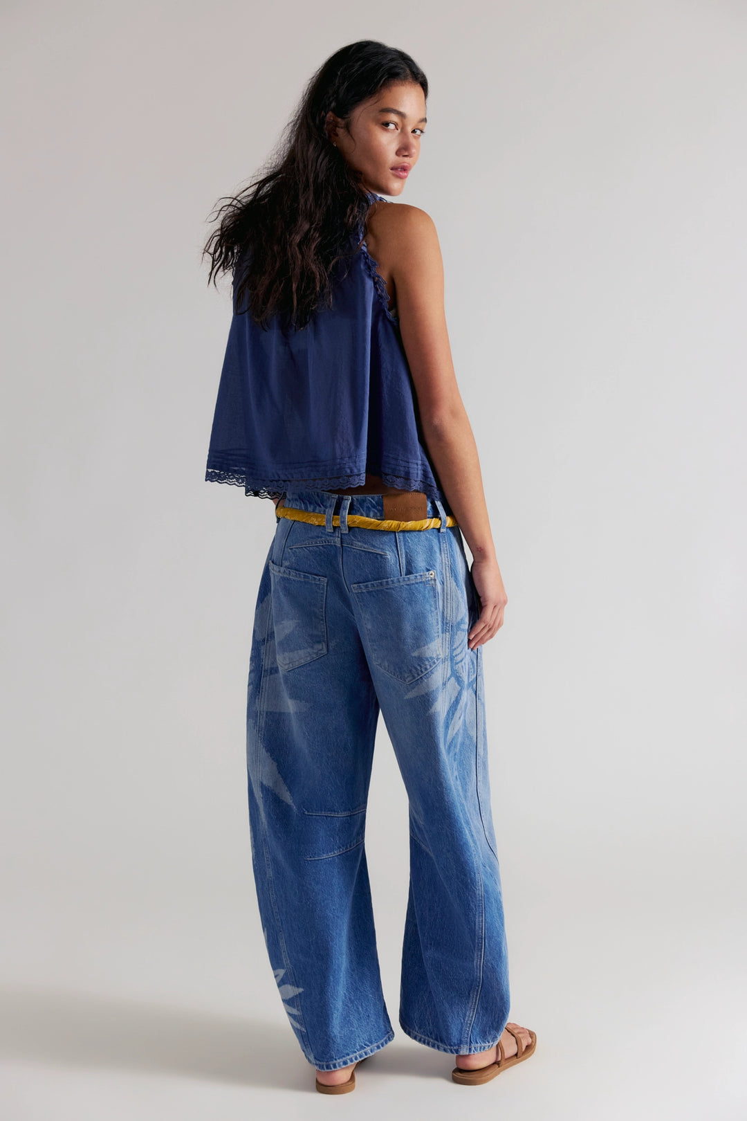 Free People Women's Good Luck Printed Barrel Jeans - Sun Fade - Sun Diego Boardshop
