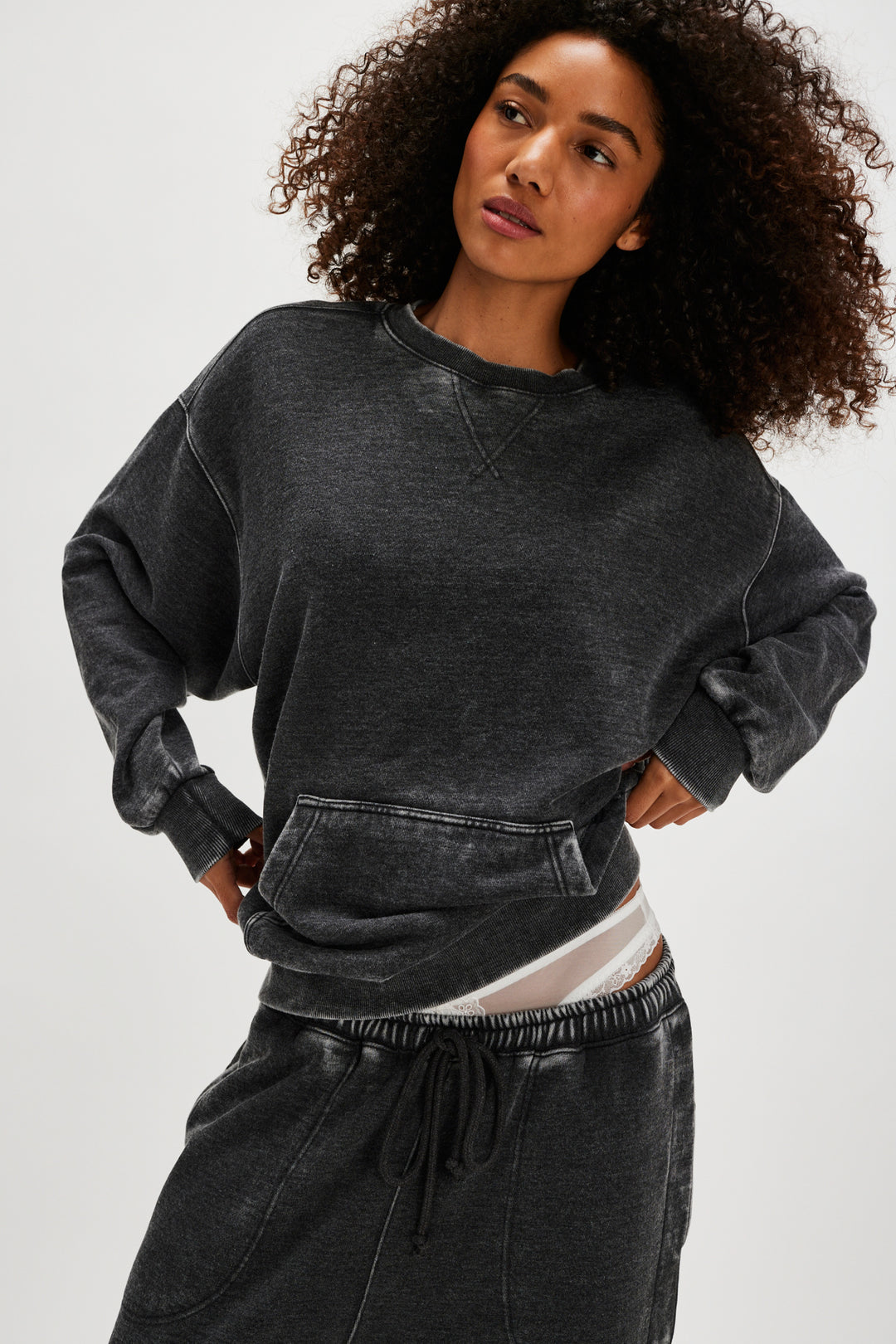 Free People Women's Slow It Down Pullover - Black - Sun Diego Boardshop