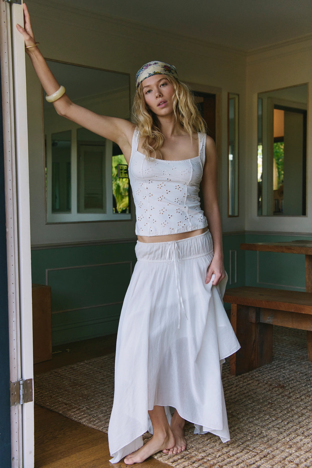Free People Women's Full Bloom Cotton Eyelet Cami - Ivory - Sun Diego Boardshop