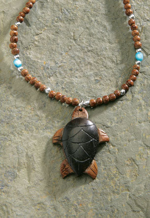 MAUNA KAI Turtle Carving Wood Beaded Cord Necklace - ASSORTED - Sun Diego Boardshop