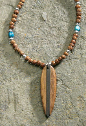 MAUNA KAI Carved Surfboard Wood Beaded Cord Necklace - ASSORTED - Sun Diego Boardshop