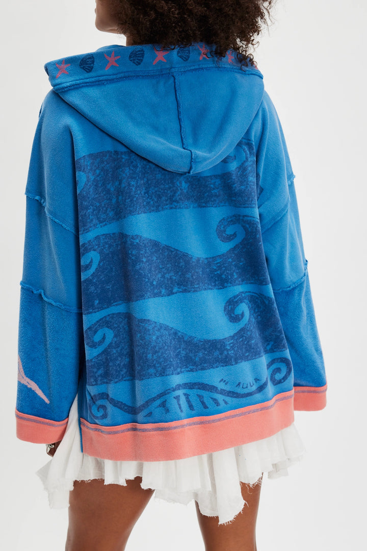 Free People Women's Seashell Cardi - Blue Combo - Sun Diego Boardshop