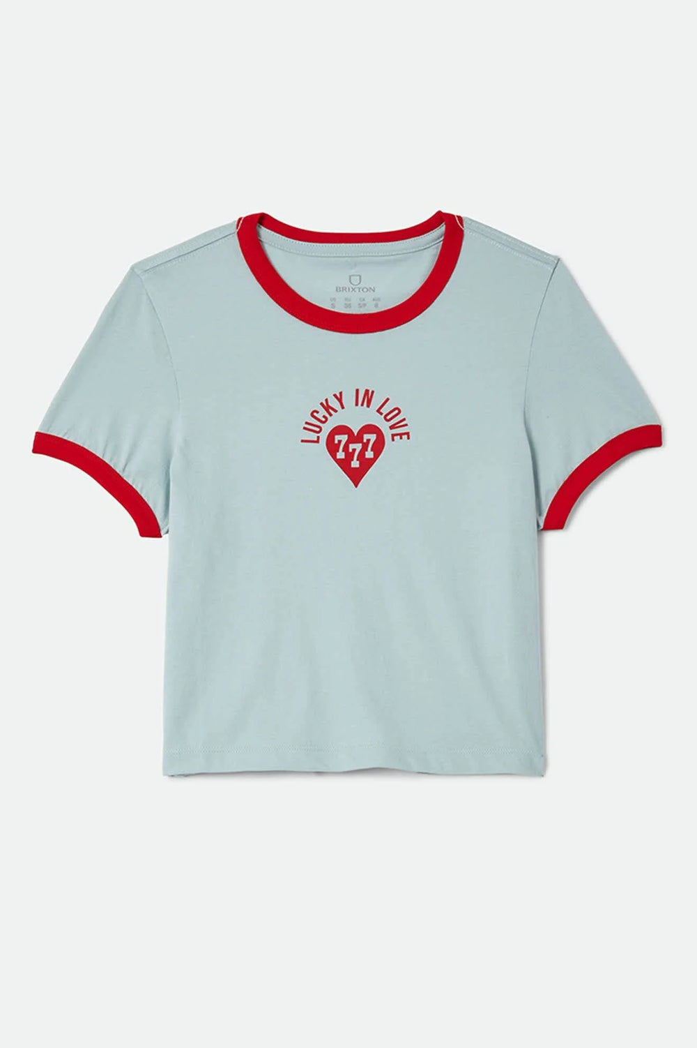 Brixton Women's Lucky In Love Baby T-Shirt - Sea Grass/Adrenaline Red - Sun Diego Boardshop