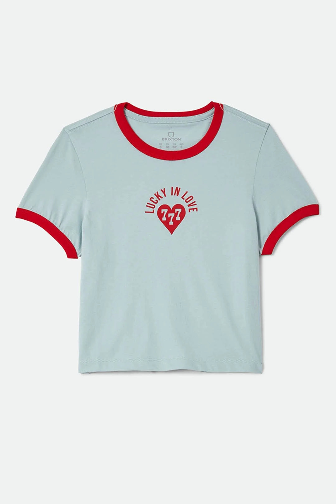 Brixton Women's Lucky In Love Baby T-Shirt - Sea Grass/Adrenaline Red - Sun Diego Boardshop