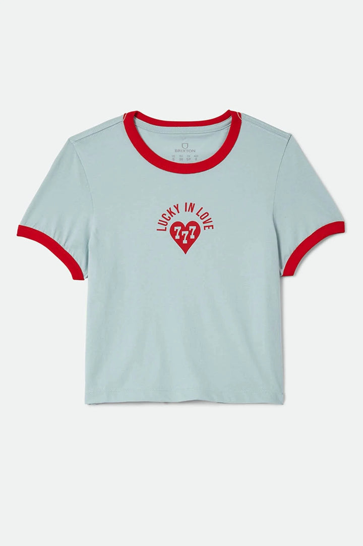 Brixton Women's Lucky In Love Baby T-Shirt - Sea Grass/Adrenaline Red - Sun Diego Boardshop