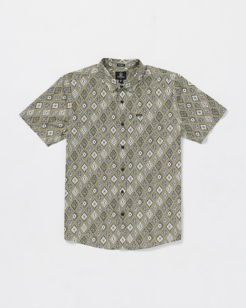 Volcom Scaler Stone Woven Short Sleeve Shirt - THYME GREEN - Sun Diego Boardshop