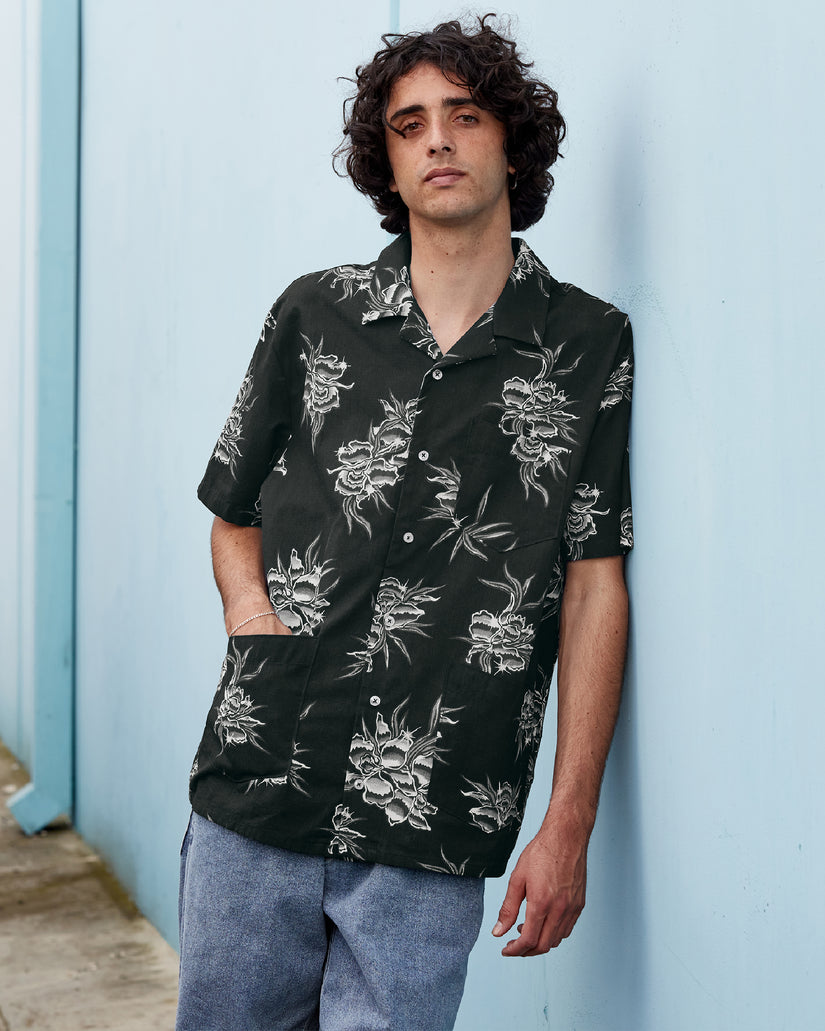 Volcom Metal Petal Short Sleeve Shirt - BLACK - Sun Diego Boardshop