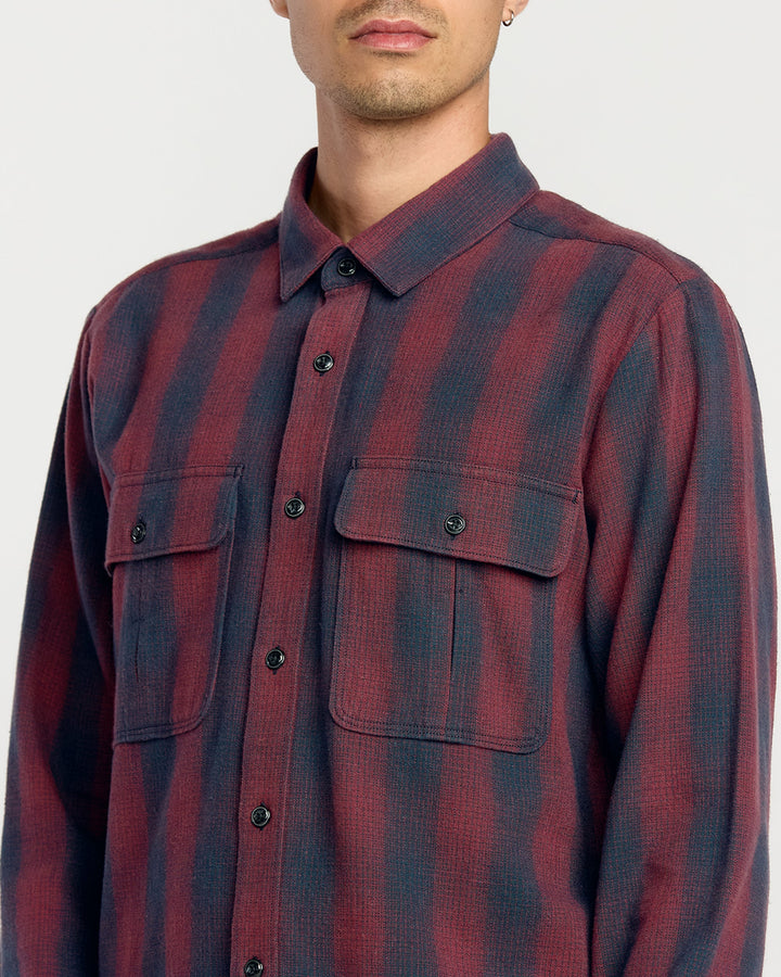 Volcom Men'S Shadowstone Flannel Long Sleeve Shirt - Navy - Sun Diego Boardshop