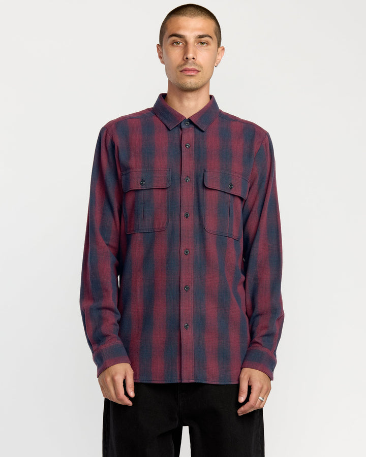 Volcom Men'S Shadowstone Flannel Long Sleeve Shirt - Navy - Sun Diego Boardshop