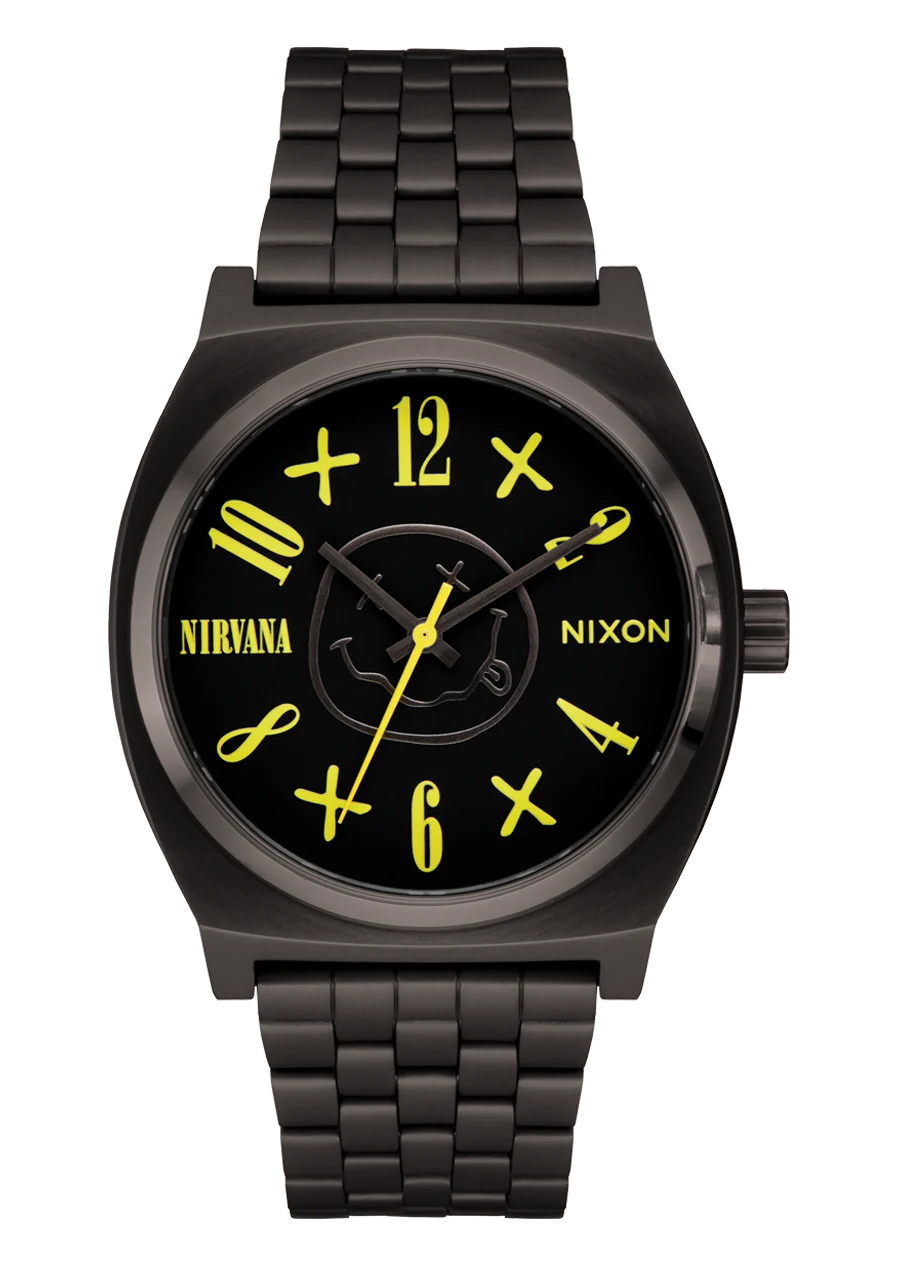 Nixon WATCHES Nirvana Time Teller - BLACK NIRVANA SMILEY FACE - Sun Diego Boardshop