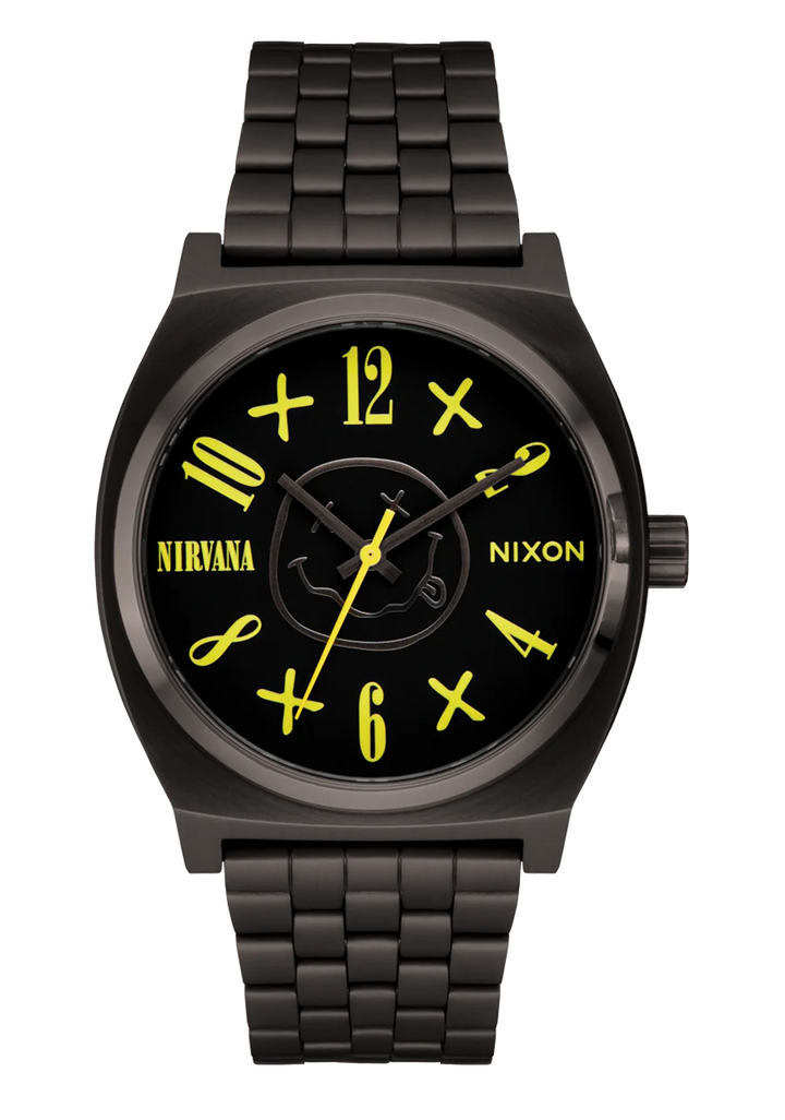 Nixon WATCHES Nirvana Time Teller - BLACK NIRVANA SMILEY FACE - Sun Diego Boardshop