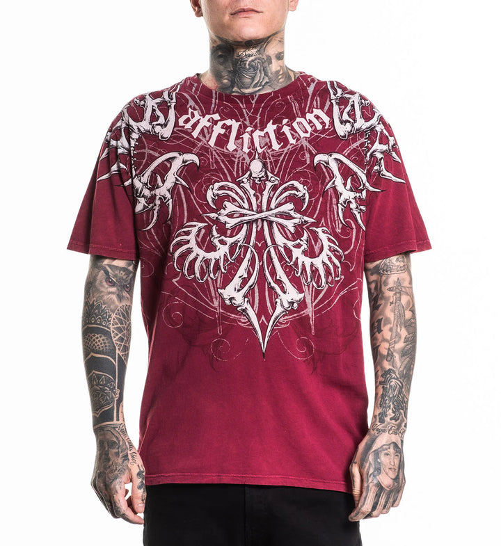 Affliction Men's Skeleton Tee - Black Lava Wash