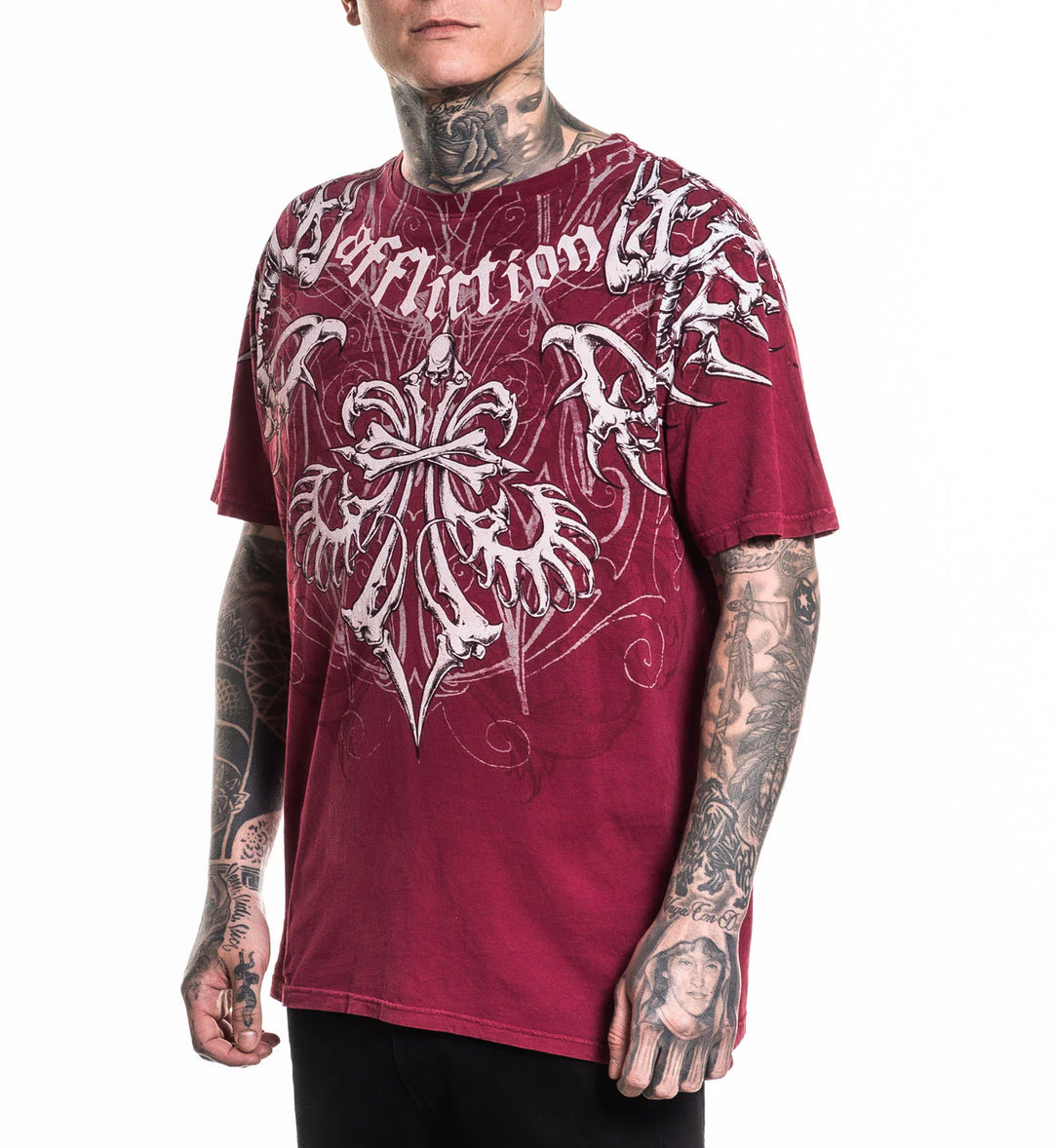Affliction Men's Skeleton Tee - Black Lava Wash