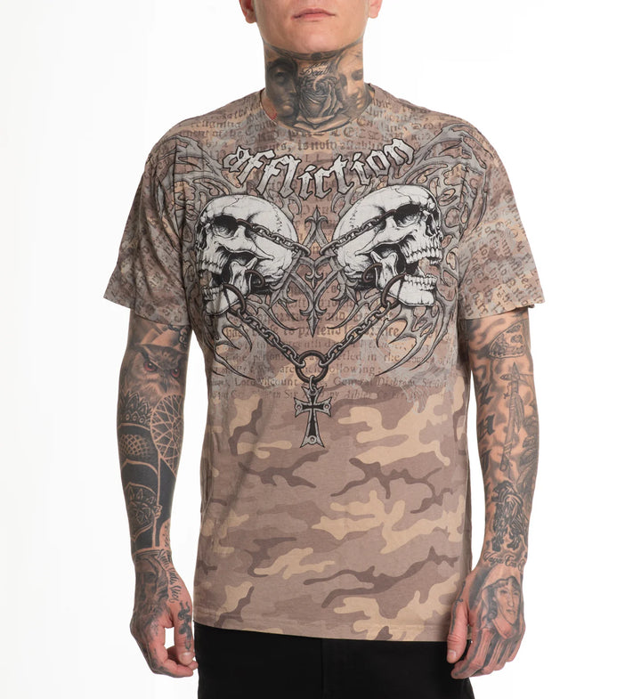 Affliction Men's Collapse Tee - Sand Camo W/Lava Wash