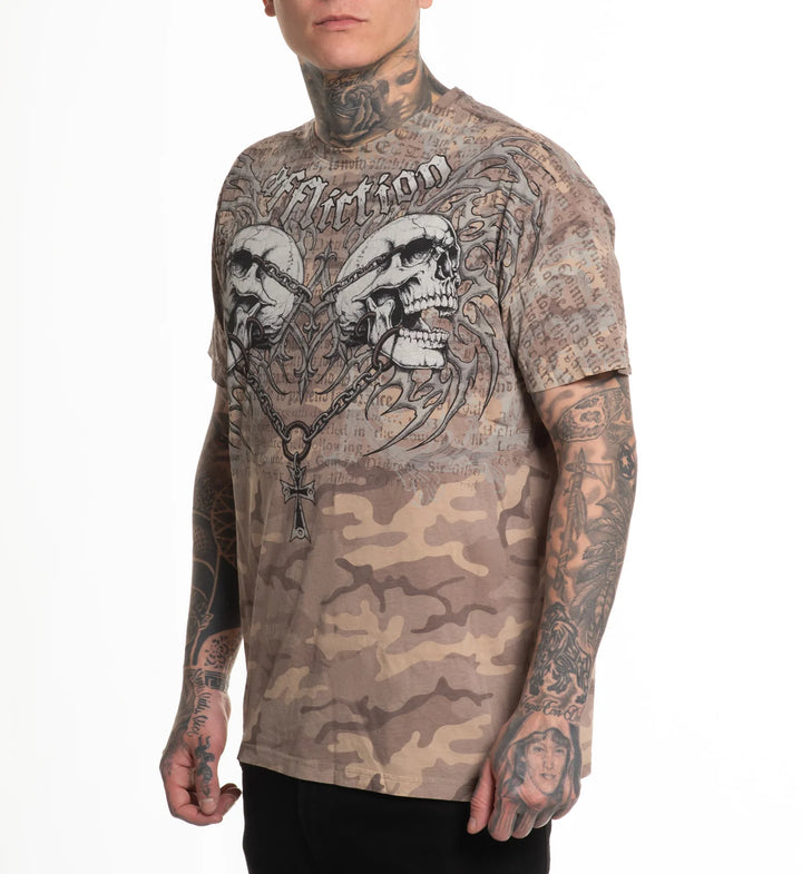 Affliction Men's Collapse Tee - Sand Camo W/Lava Wash