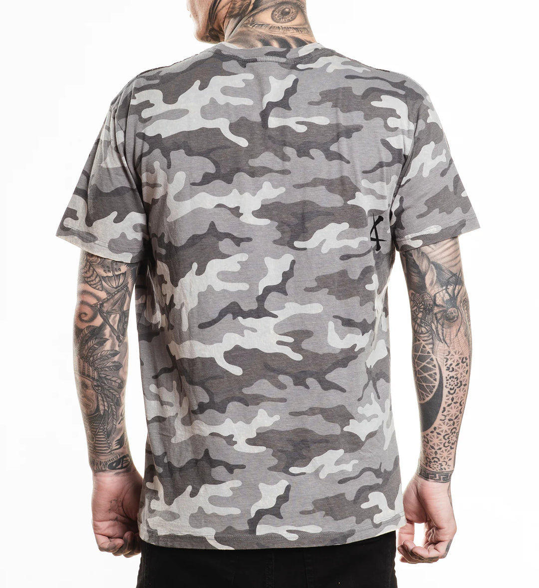 Affliction Men's Death Eyes Tee - Grey Camo W/Lava Wash
