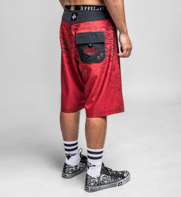Affliction Men's Burn Boardshorts - Red