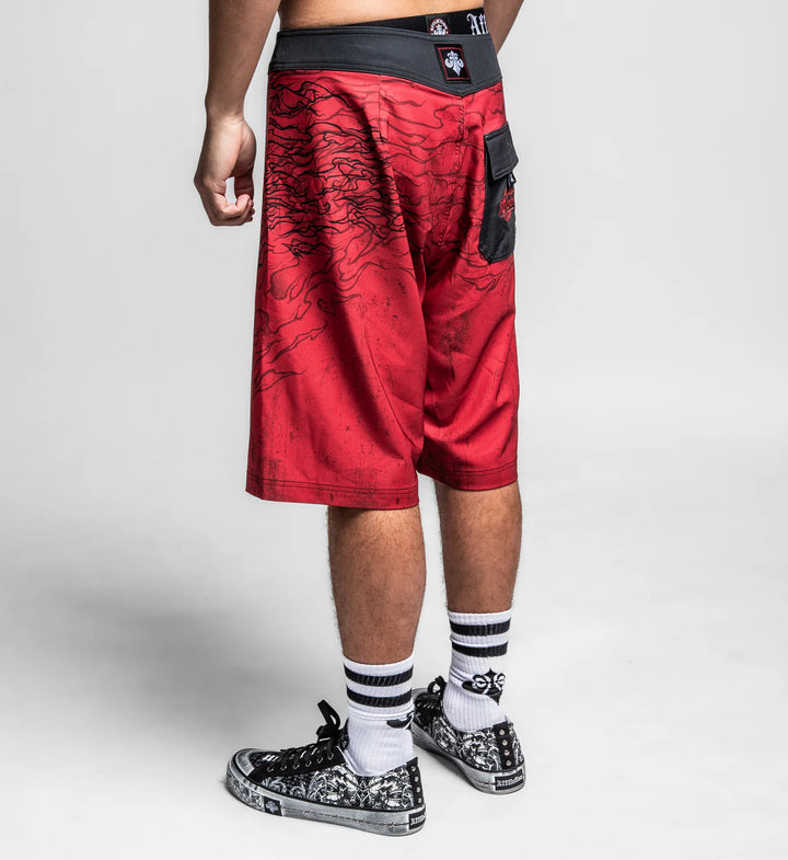 Affliction Men's Burn Boardshorts - Red