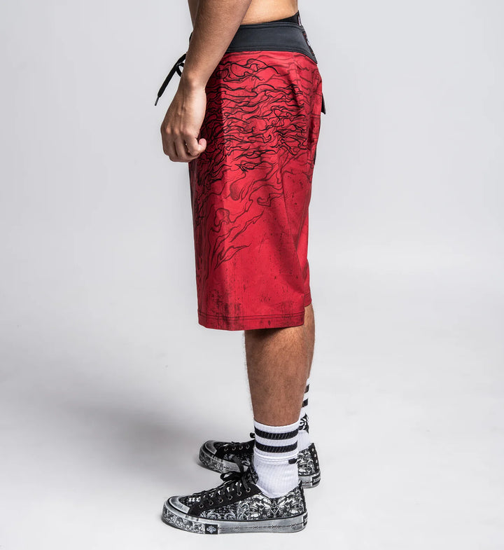 Affliction Men's Burn Boardshorts - Red