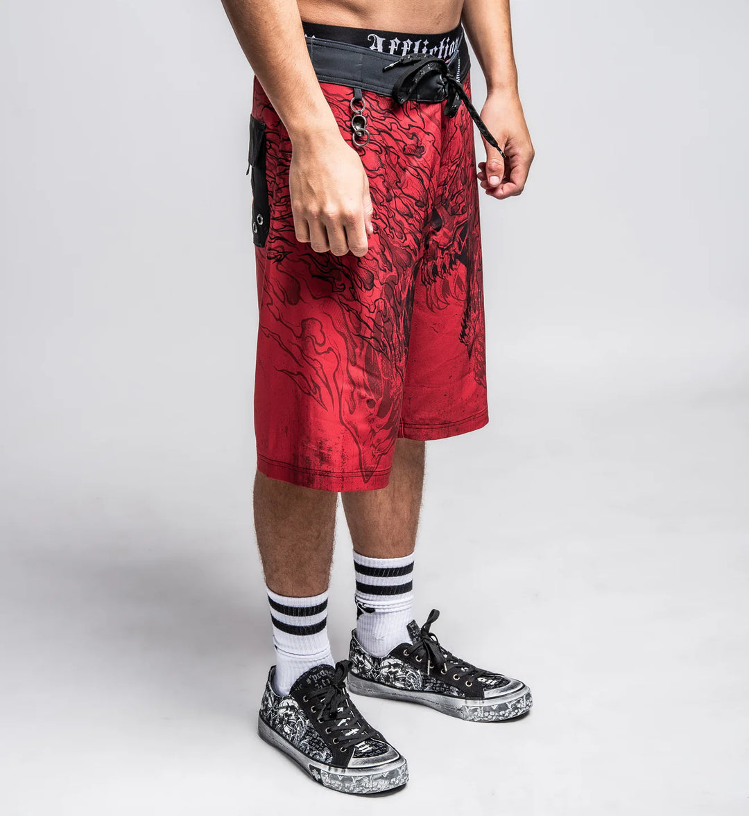Affliction Men's Burn Boardshorts - Red