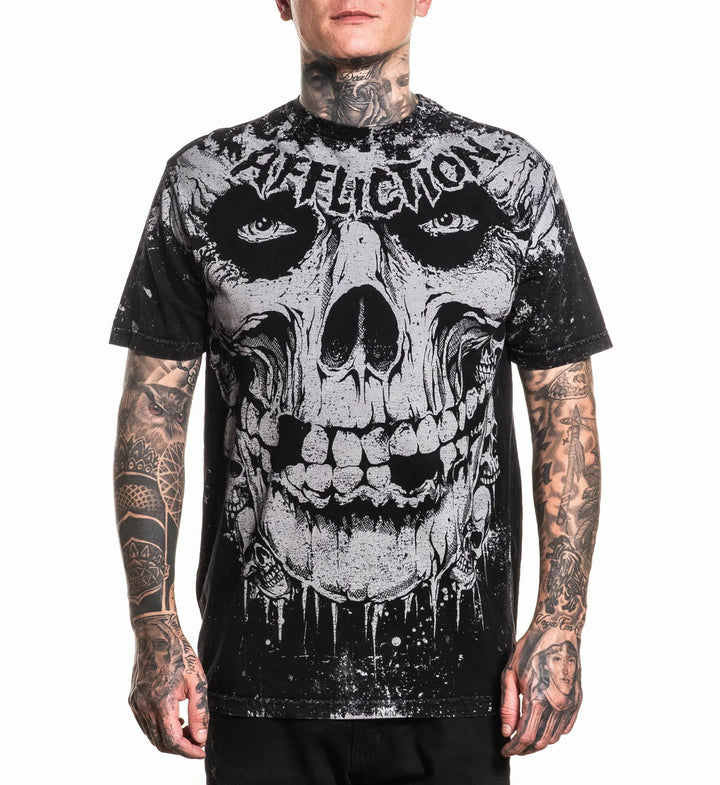 Affliction Men's Misfits Skully Tee - Black Lava Wash