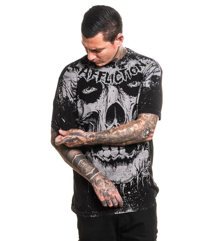 Affliction Men's Misfits Skully Tee - Black Lava Wash