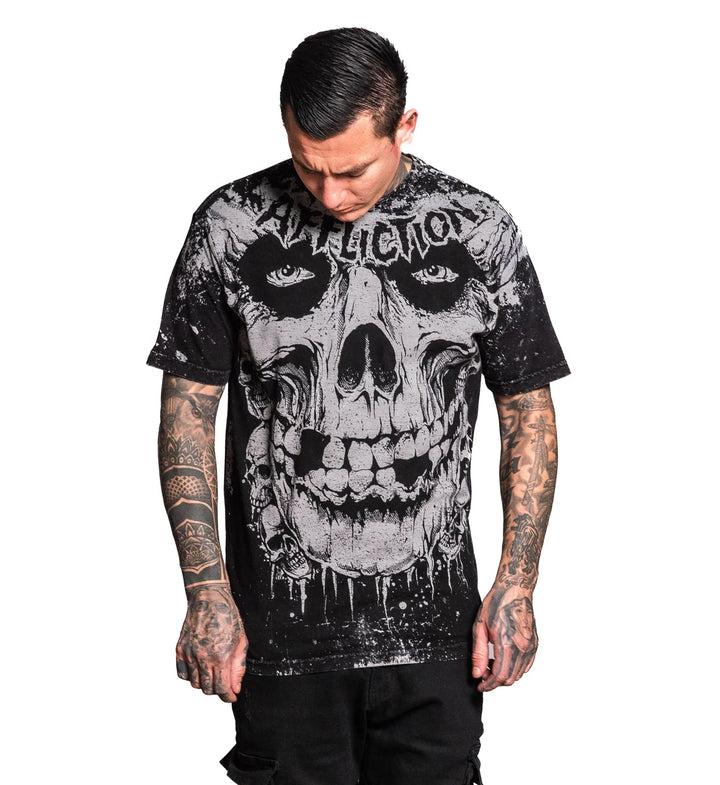 Affliction Men's Misfits Skully Tee - Black Lava Wash
