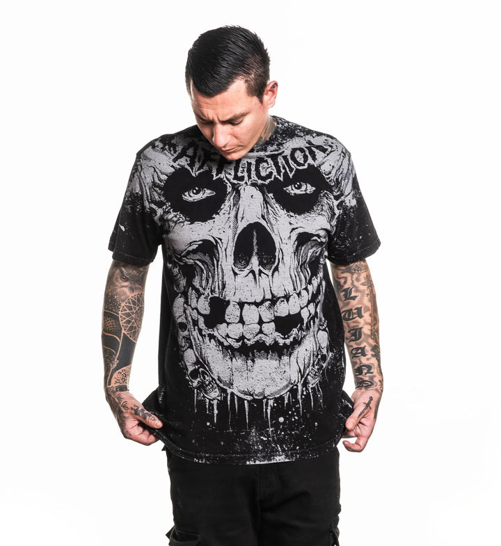 Affliction Men's Misfits Skully Tee - Black Lava Wash