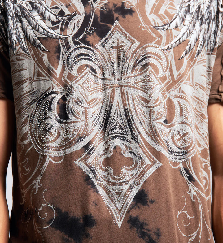 Affliction Men's St Peter Tee - Dk.Tobacco/Black Crystal Wash