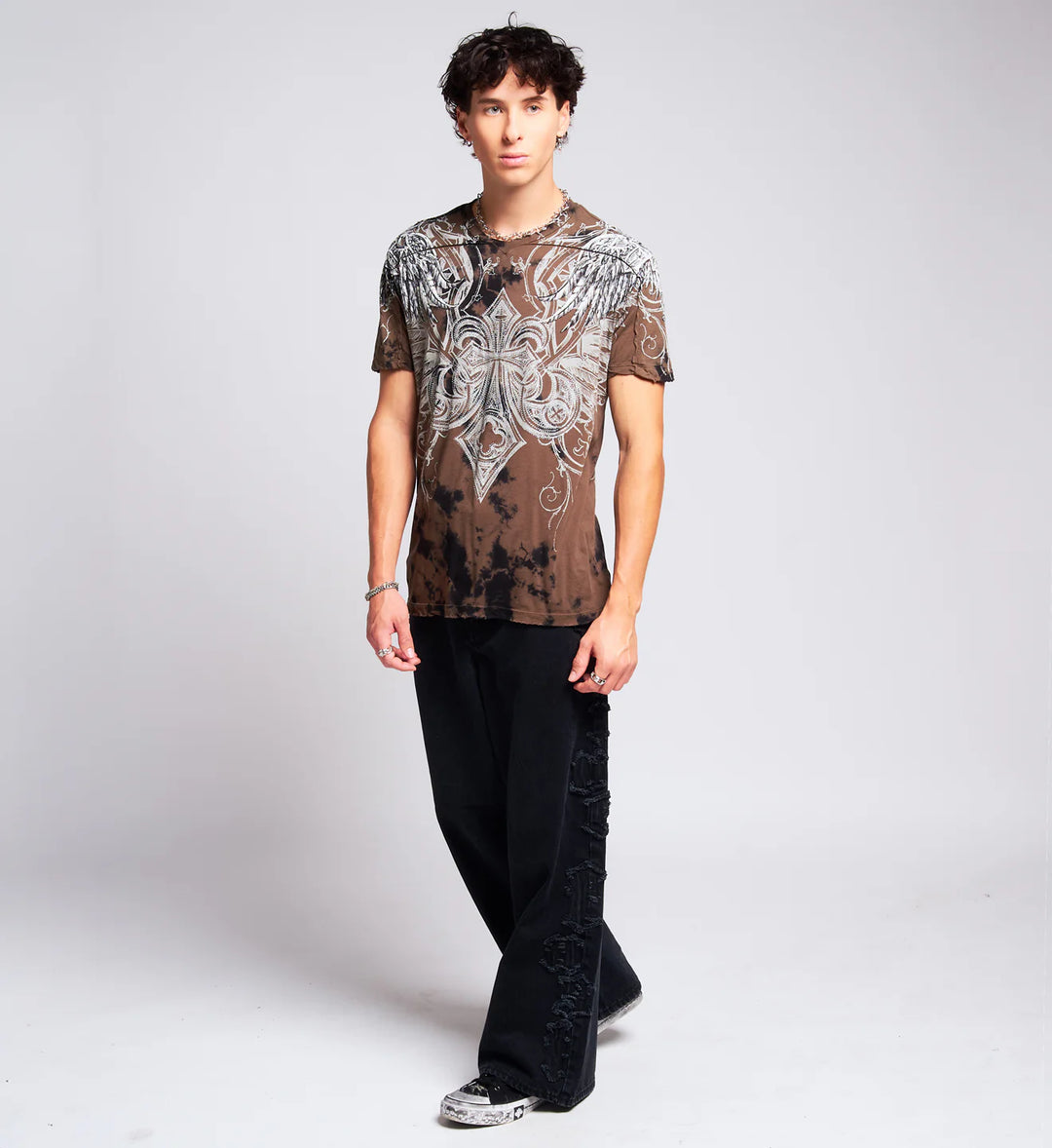 Affliction Men's St Peter Tee - Dk.Tobacco/Black Crystal Wash