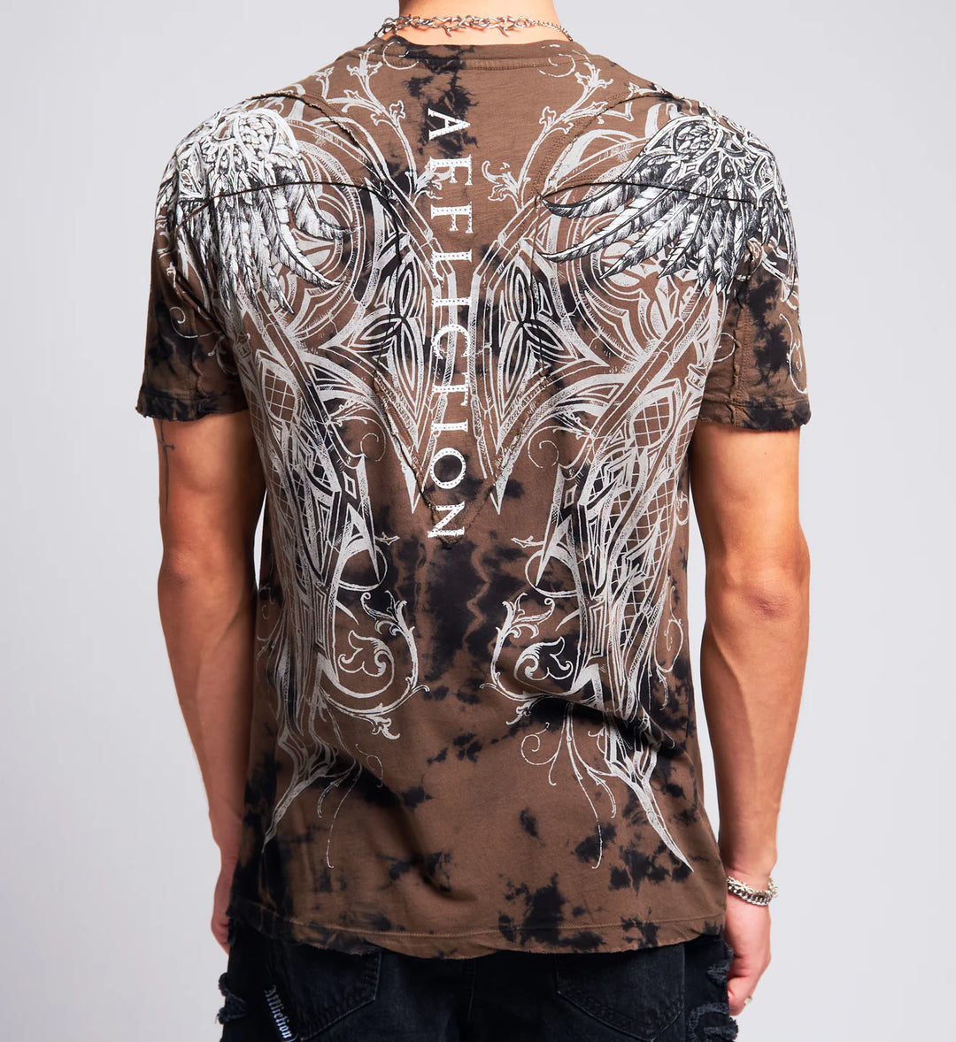 Affliction Men's St Peter Tee - Dk.Tobacco/Black Crystal Wash