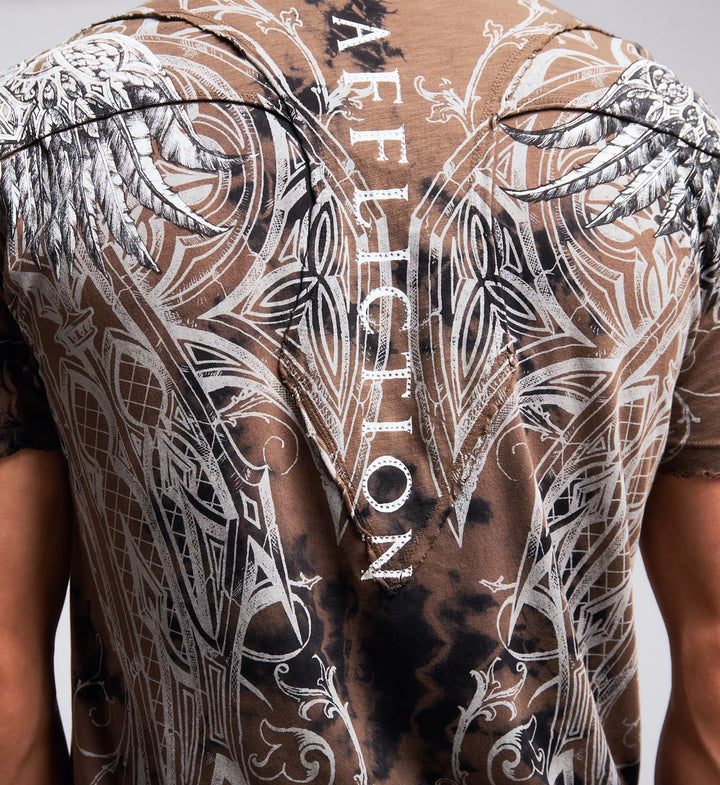 Affliction Men's St Peter Tee - Dk.Tobacco/Black Crystal Wash