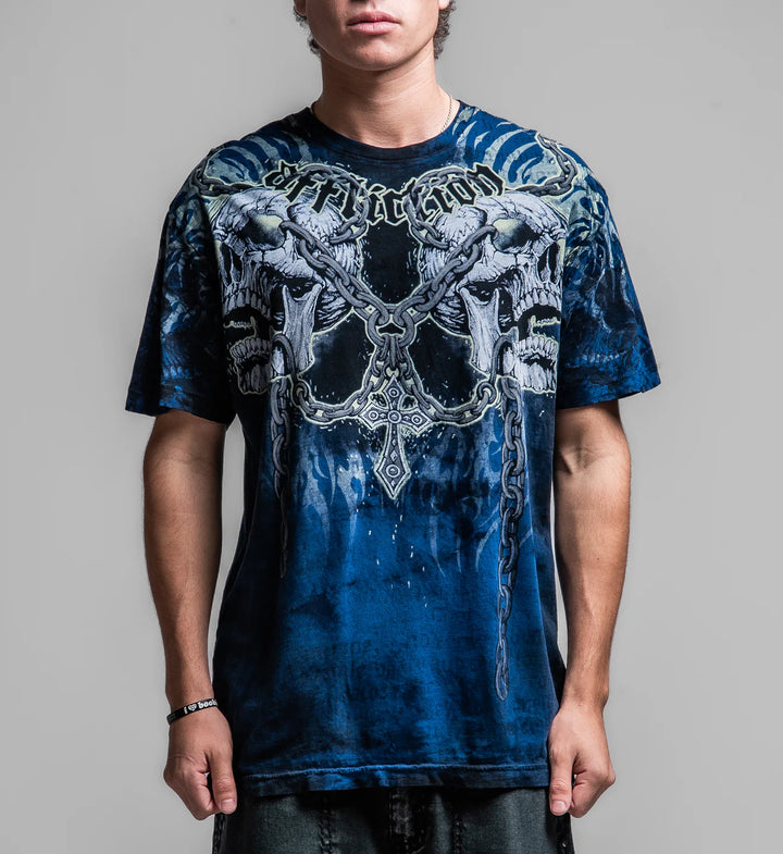 Affliction Men's Decimation Tee - Navy/Dk.Navy Crystal Wash