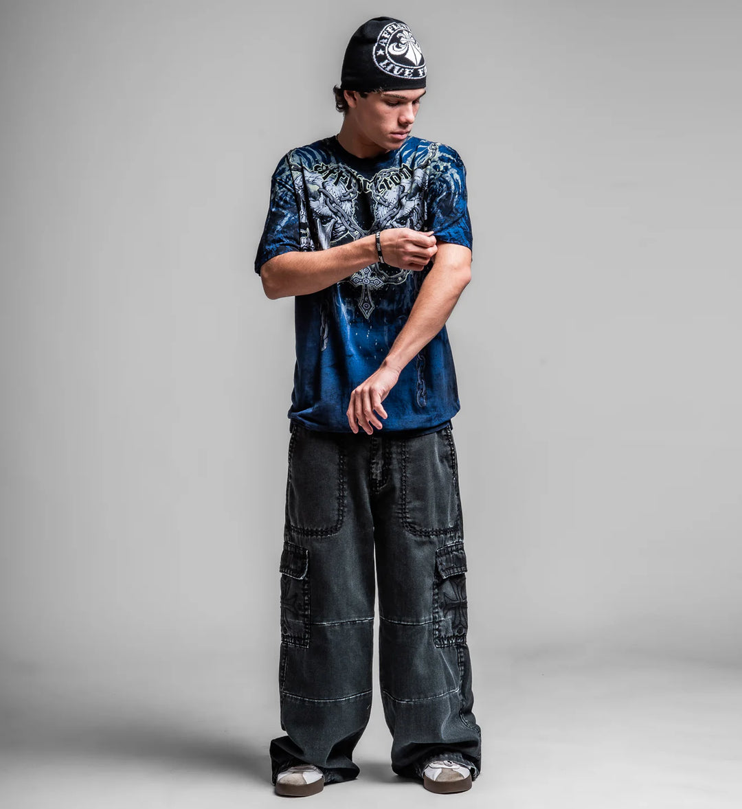Affliction Men's Decimation Tee - Navy/Dk.Navy Crystal Wash