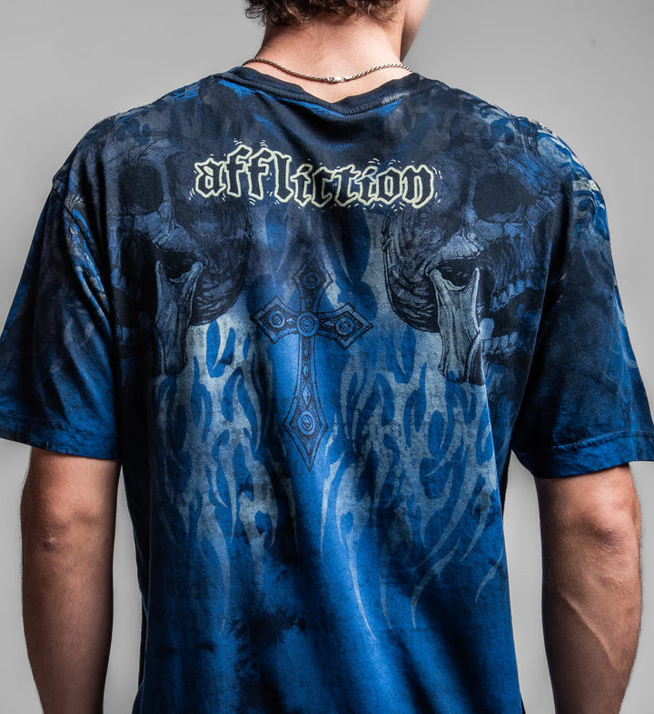Affliction Men's Decimation Tee - Navy/Dk.Navy Crystal Wash
