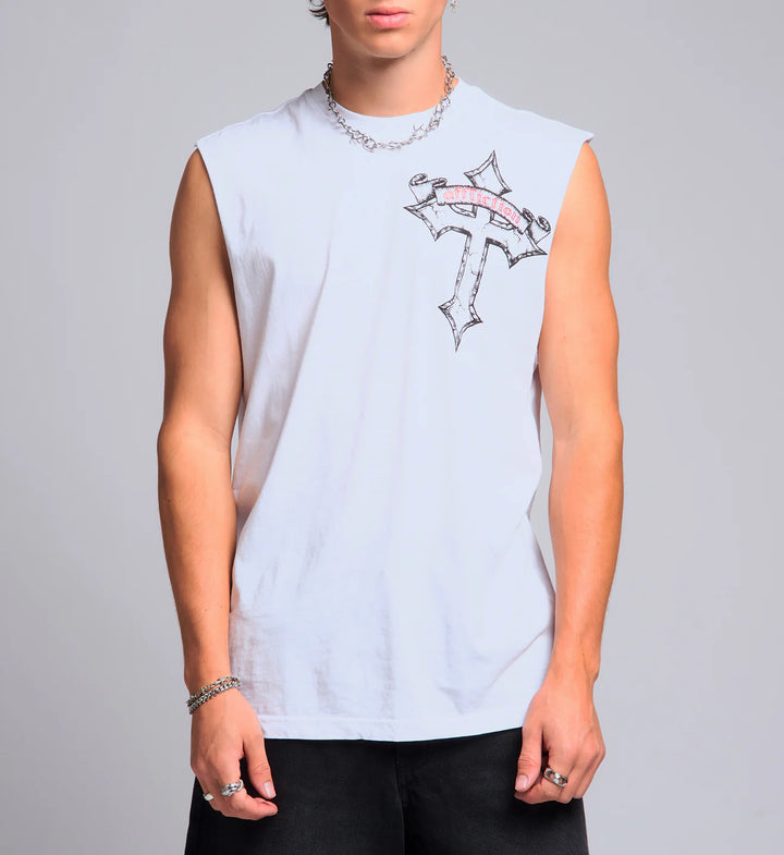 Affliction Men's Live Fast Muscle Tank - White