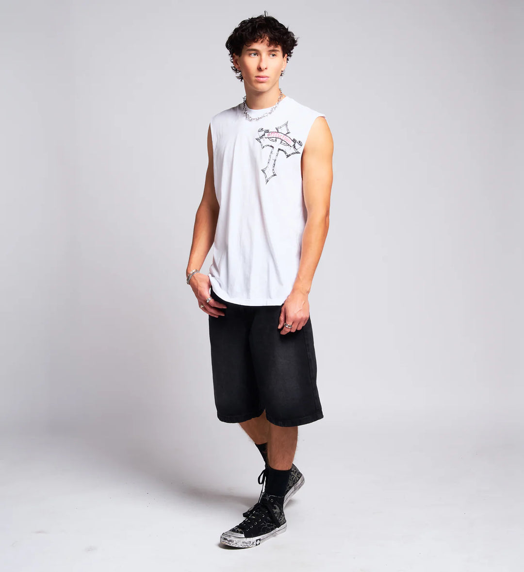 Affliction Men's Live Fast Muscle Tank - White