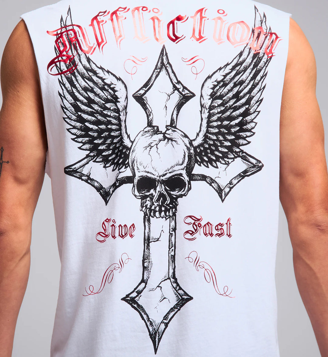 Affliction Men's Live Fast Muscle Tank - White
