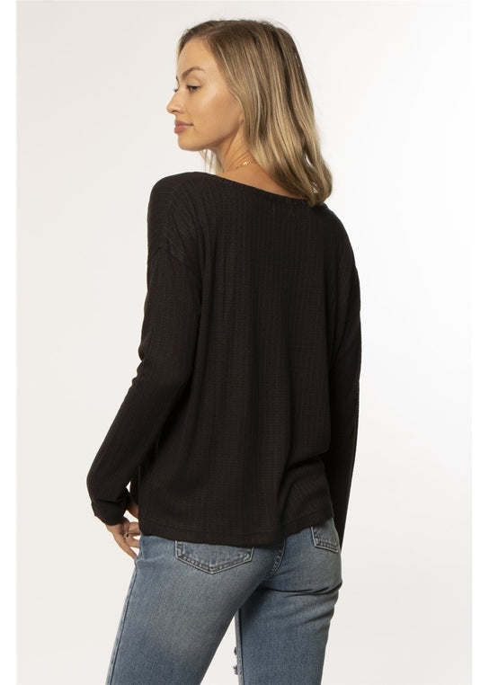 Amuse Society SADIE LS KNIT TOP - BLACK - Sun Diego Boardshop